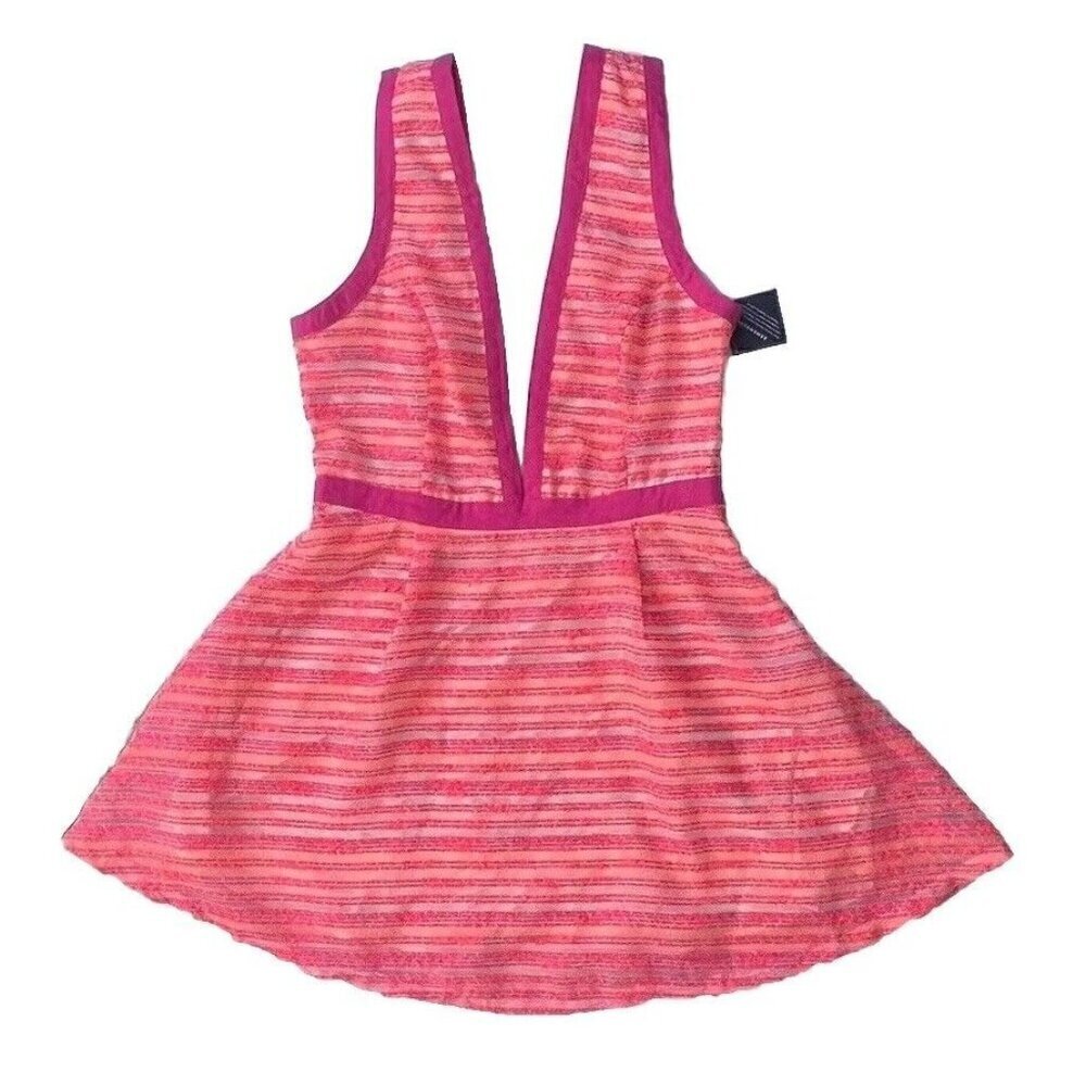 Nasty Gal Women's Coral Plunging Strappy Mini Dress Size L